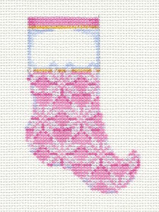 Christmas-Baby Pink Micro Stocking handpainted Needlepoint Canvas Assoc. Talents