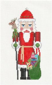 Nutcracker ~ Santa Nutcracker w/ Reindeer & Toy Bag handpainted Needlepoint Ornament Susan Roberts