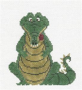 Child's Canvas ~ Crocodile from Peter Pan Story handpainted Needlepoint Canvas Ornament by Petei
