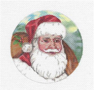 Christmas ~ Bearded Santa Face handpainted Needlepoint Canvas Ornament by LIZ from S.Roberts