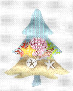 Kelly Clark Tree ~ Seashore Shells Tree Canvas, STITCH GUIDE & FIBERS Needlepoint by Kelly Clark