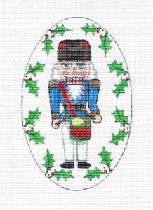 Christmas ~ Nutcracker Drummer Oval Ornament handpainted Needlepoint Canvas Creative Needle