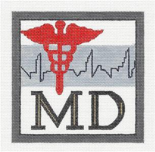 Profession Canvas ~ Medical Doctor MD Profession handpainted 5" Sq. Needlepoint Ornament by Melissa Prince