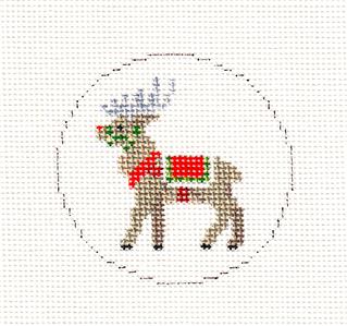 Christmas ~ Reindeer 2.5" Ornament handpainted Needlepoint Canvas by Susan Roberts