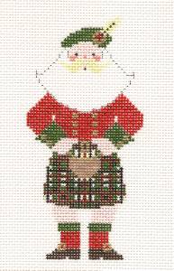 Santa Canvas ~ Scottish Gentleman Santa in a Kilt handpainted Needlepoint Canvas Ornament by Petei