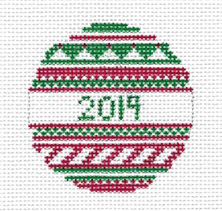 Round~ 3"2019" round 13 mesh Needlepoint Ornament Canvas from Needle Crossings