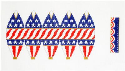Ornament ~ 3-D Patriotic Hot Air Balloon Ornament handpainted Needlepoint Canvas by Susan Roberts