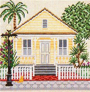 Tropical House ~ The "Shotgun House" in Clearwater, Florida handpainted Needlepoint Canvas Needle Crossings