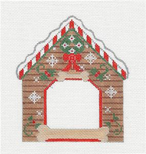 Dog Canvas ~ DOG HOUSE Picture Frame Dog Bone HP Needlepoint Ornament by CH Designs ~ Danji