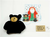 Canvas SET ~ SANTA & BLACK BEAR CANVAS SET ~ handpainted Needlepoint Mini Stocking Ornament & BEAR by Kathy Schenkel