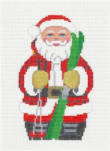 Santa ~ SKIING Santa Ornament handpainted 18 Mesh Needlepoint Canvas by Susan Roberts