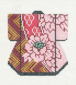 Kimono ~ Petite Kimono Peony Group handpainted Needlepoint Canvas Ornament LEE