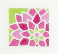 Sq. Canvas - Pink Deco Flower 3" Sq. Insert handpainted Needlepoint Canvas by Pepperberry