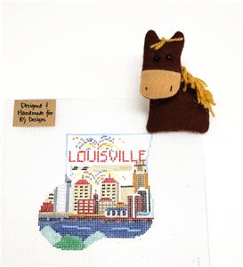 SET ~ Horse Canvas ~ LOUISVILLE, KY. SET ~ HP Needlepoint Ornament & HORSE by Kathy Schenkel