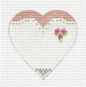 Wedding ~ Elegant BRIDE HEART handpainted Needlepoint Canvas Ornament by Funda Scully