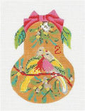 Kelly Clark Christmas Pear ~ 2 Turtle Doves & STITCH GUIDE handpainted Needlepoint Ornament by Kelly Clark
