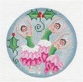 Christmas ~ Nutcracker BALLERINA FLOWERS 4" Rd. Ornament 18 Mesh handpainted Needlepoint Canvas Rebecca Wood