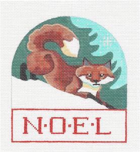Fox canvas ~ Christmas NOEL with Red Fox handpainted Needlepoint Canvas Ornament by Kathryn Molineux