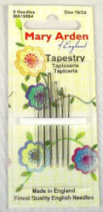 Mary Arden English Tapestry Needles ~ Set of 6 ~  for Needlepoint ~ Size 18 to 24