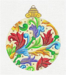 Ornament ~ Florentine Red Plumes Ornament handpainted Needlepoint Canvas by Alexa