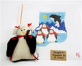 PENGUINS CANVAS SET  ~ Needlepoint Mini Stocking Ornament & Felt Penguin SET by Kathy Schenkel