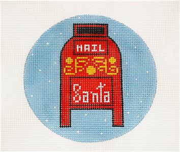 Christmas ~ Letter to Santa  in Santa's Mail Box handpainted Needlepoint Ornament Canvas by ZIA ~ Danji