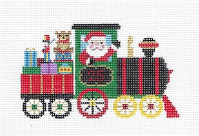 Christmas ~ Santa Express Locomotive handpainted 18 mesh Needlepoint Canvas by Susan Roberts