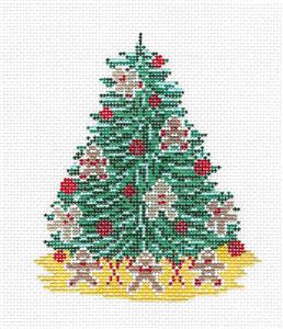 Tree Canvas ~ Gingerbread Man Cookie Christmas Tree HP Needlepoint Canvas Needle Crossings