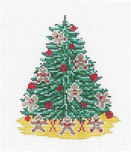 Tree Canvas ~ Gingerbread Man Cookie Christmas Tree Ornament HP on 18 Mesh Needlepoint Canvas by Needle Crossings