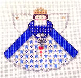 Angel ~ Royal Blue Queen Angel & Charms handpainted Needlepoint Canvas Painted Pony