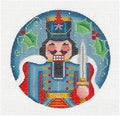 Christmas ~ Nutcracker THE PRINCE Regal handpainted 18 Mesh 4" Rd. Needlepoint Canvas by Rebecca Wood