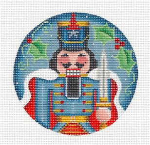 Christmas ~ Nutcracker THE PRINCE Regal handpainted 18 Mesh 4" Rd. Needlepoint Canvas by Rebecca Wood