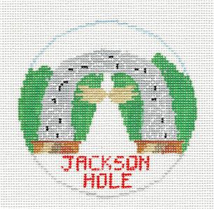 Travel Round ~ JACKSON HOLE, Wyoming ~ ELK ANTLERS ARCH 18 Mesh Needlepoint Canvas by Kathy Schenkel