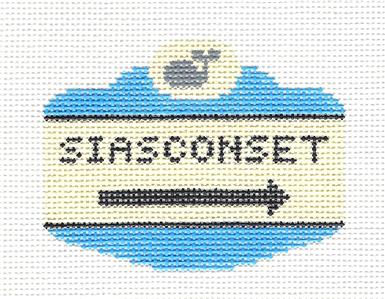 Travel Sign ~ SIASCONSET, NANTUCKET, MASS. SIGN handpainted Needlepoint Canvas by Silver Needle