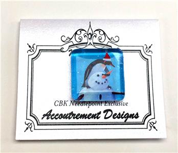 Magnet ~ Glass Penguin & Snowman Needle Holder for Needlepoint & Sewing Scott Church