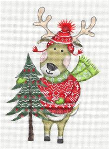 Nordic Canvas ~ "Nordic Reindeer" handpainted Needlepoint Ornament Canvas Lori Siebert from Painted  Pony