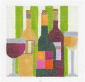 Canvas ~ Red & White WINE Celebration handpainted 4" Sq. Needlepoint Coaster or Ornament by Melissa Prince