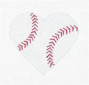 Sports ~ BASEBALL HEART Sports handpainted 18 Mesh Needlepoint Ornament Canvas by Pepperberry