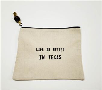 LIFE IS BETTER IN TEXAS Zip Top Canvas Bag for Stitching Supplies from CBK