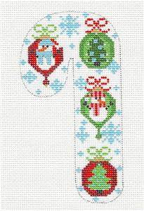 Medium Candy Cane ~ Ornaments handpainted Needlepoint Canvas by CH Designs ~ Danji