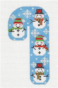Medium Candy Cane 4 Snowmen on Blue handpainted Needlepoint Canvas CH Designs ~ Danji
