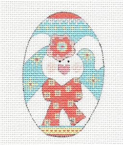 Egg ~ Spring Bunny with Bow EGG handpainted Needlepoint Canvas by CH Design - Danji