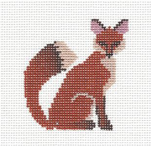 Fox ~ Adorable RED FOX handpainted Needlepoint Ornament Canvas by Petei