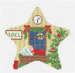 Christmas~Waiting for Santa STAR Ornament handpainted Needlepoint Canvas by Susan Roberts