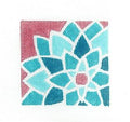Canvas-Turquoise Deco Flower 3" Sq. Insert handpainted Needlepoint Canvas by Pepperberry
