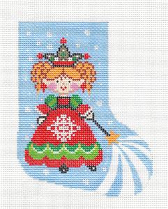 Mini Stocking ~ Snow Fairy Princess Mini Stocking handpainted Needlepoint Ornament by LEE
