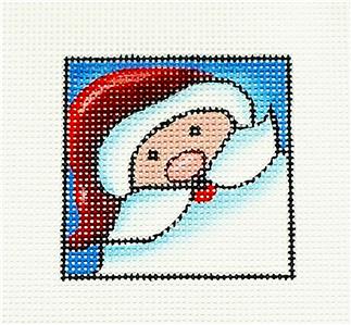 Canvas ~ Santa Pocket Canvas handpainted 2" SQ. Needlepoint Ornament Canvas by ZIA ~ Danji