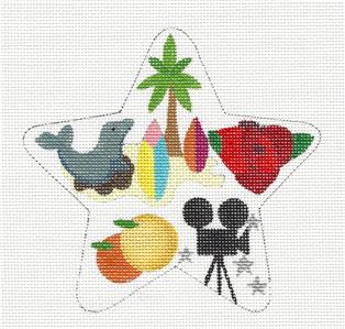 Star~Southern California STAR Ornament handpaintd Needlepoint Raymond Crawford