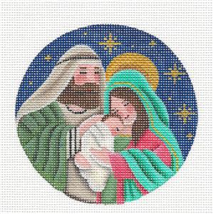 Christmas Nativity ~ Holy Family ~ Mary, Joseph & Baby Jesus Needlepoint Canvas by Rebecca Wood