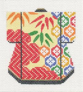 Kimono ~ Oriental Bamboo Leaves Petite Kimono handpainted Needlepoint Canvas by LEE